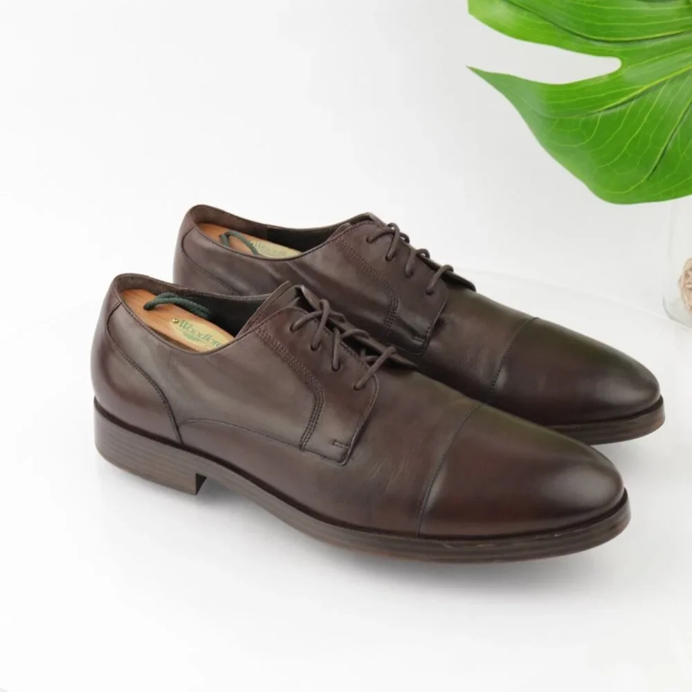 Cole Haan Mens Henry GrandOS Oxfords Size 11 M Brown Leather Cap Toe Dress Shoes